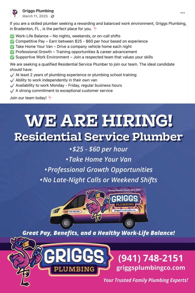 Griggs Plumbing Employment Ad