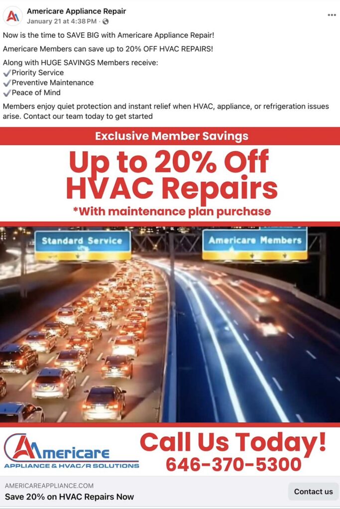 Americare Appliance Repair Social Media Ad